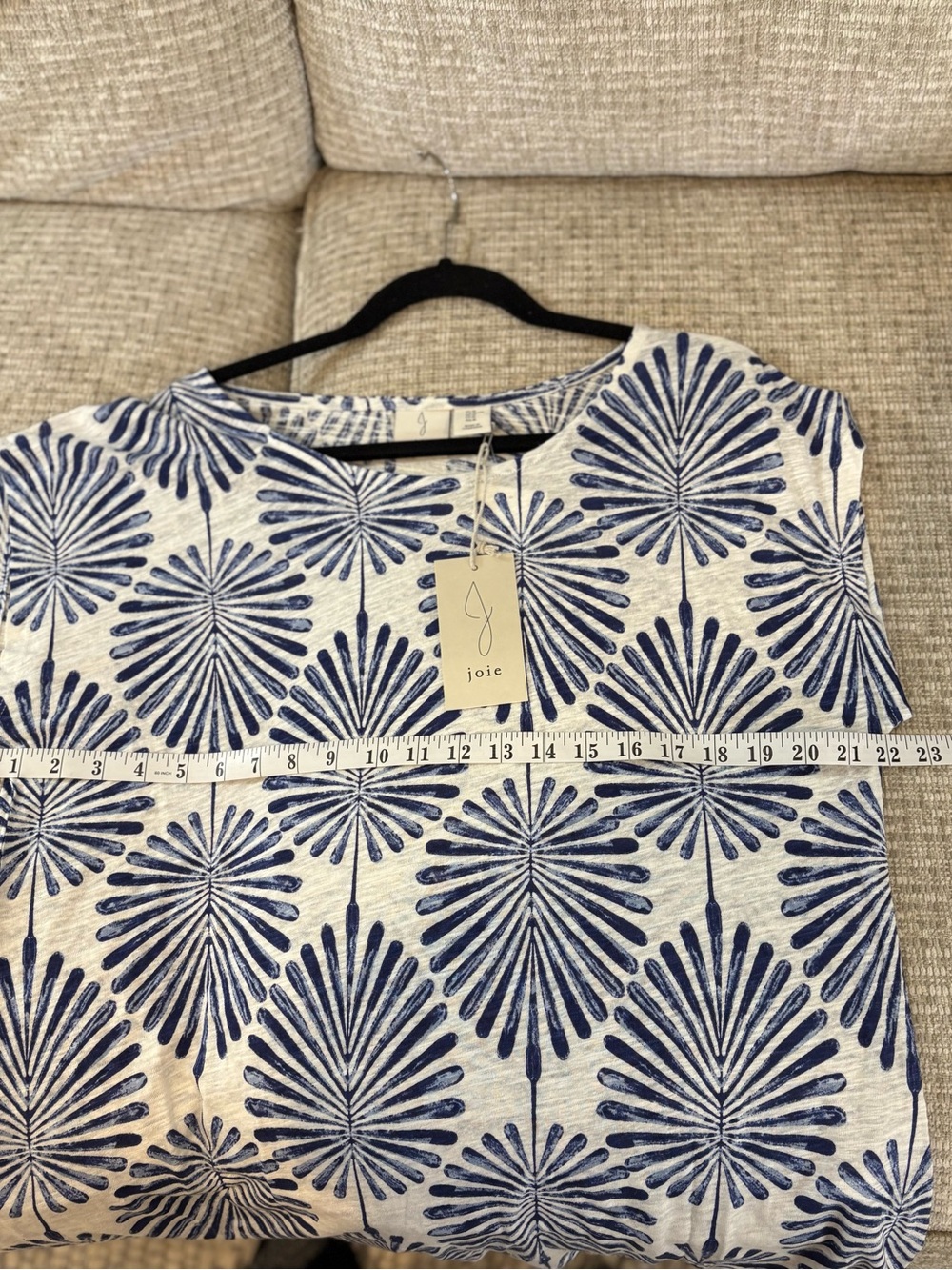 Joie Cream Top with Navy Burst Floral Print - Picture 7 of 8